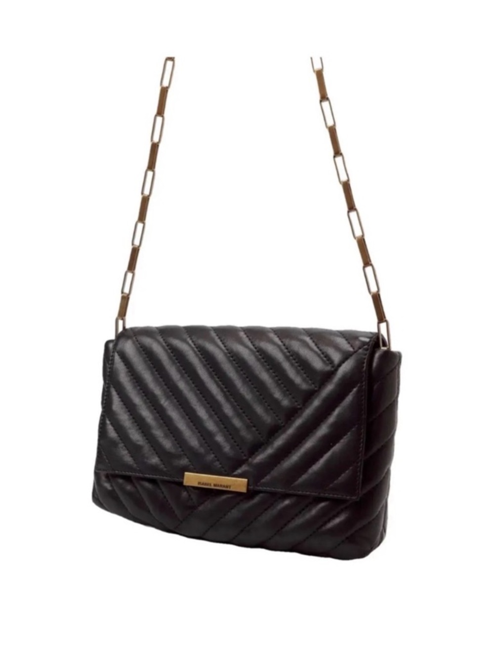 Isabel Marant Quilted Black Chain Merine Quilted Crossbody Shoulder Bag